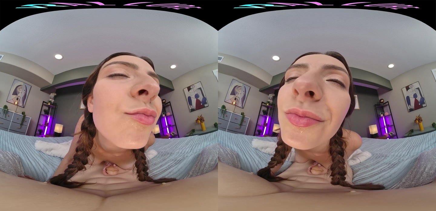 Passionate brunette teen enjoys intense sensual VR pleasures